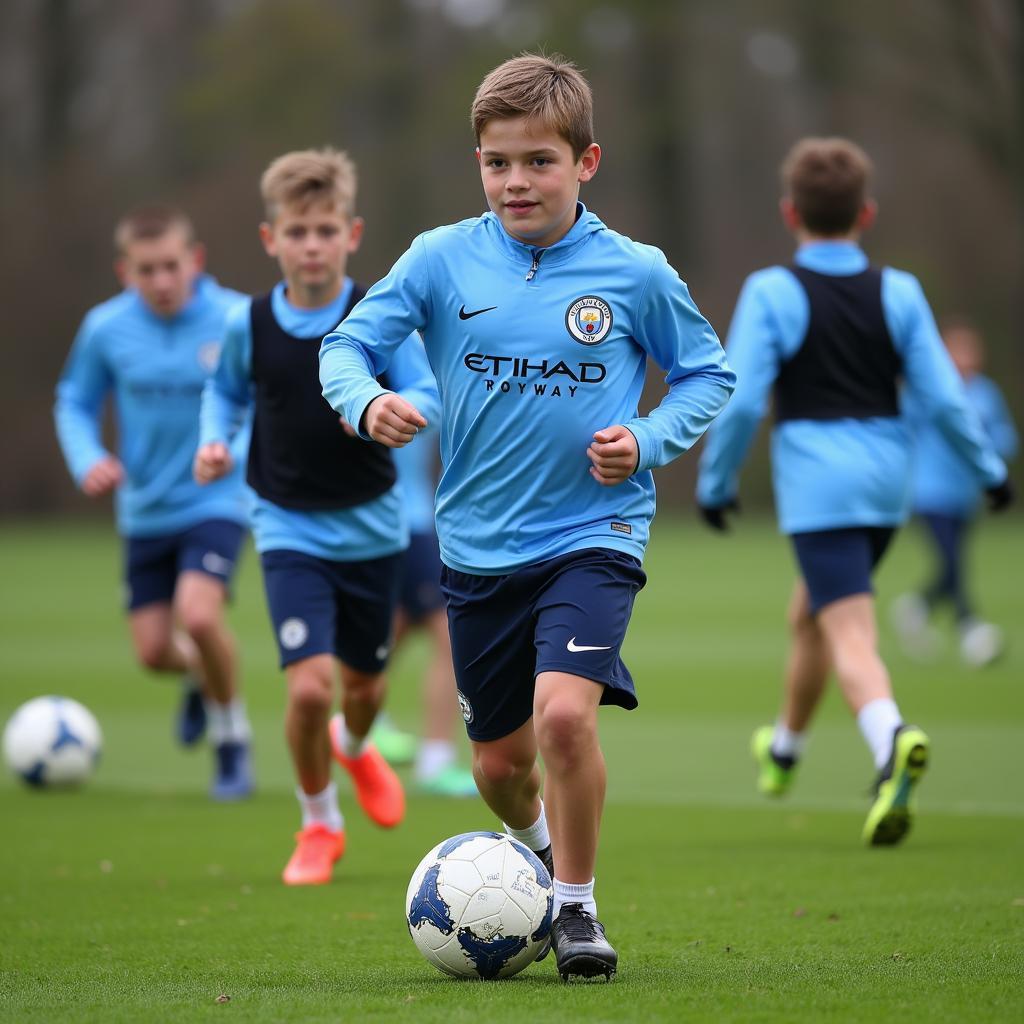 Man City academy players training