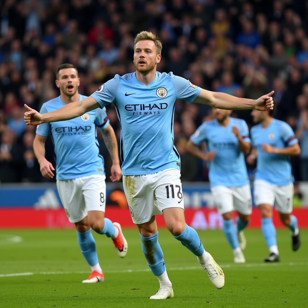 Haaland Celebrating Goal Against Sevilla