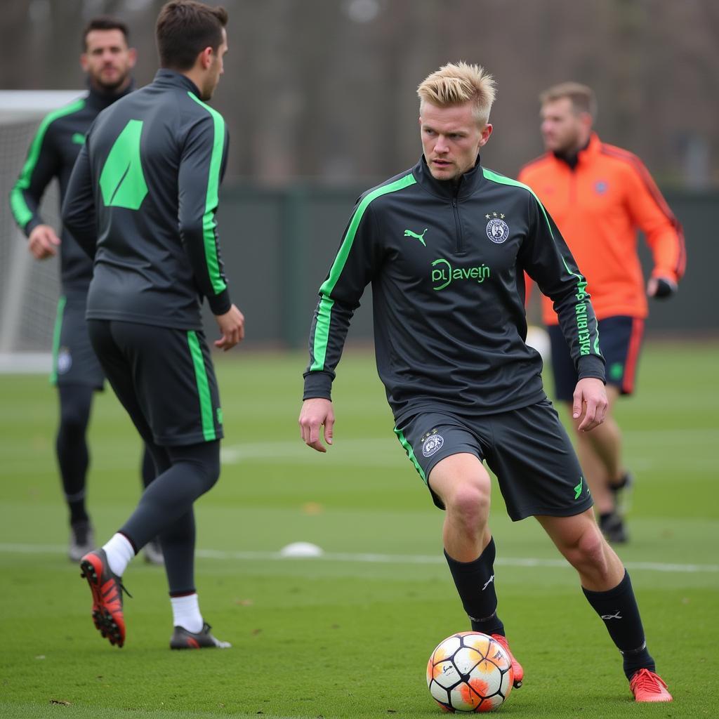 Haaland training for Man City vs Tottenham