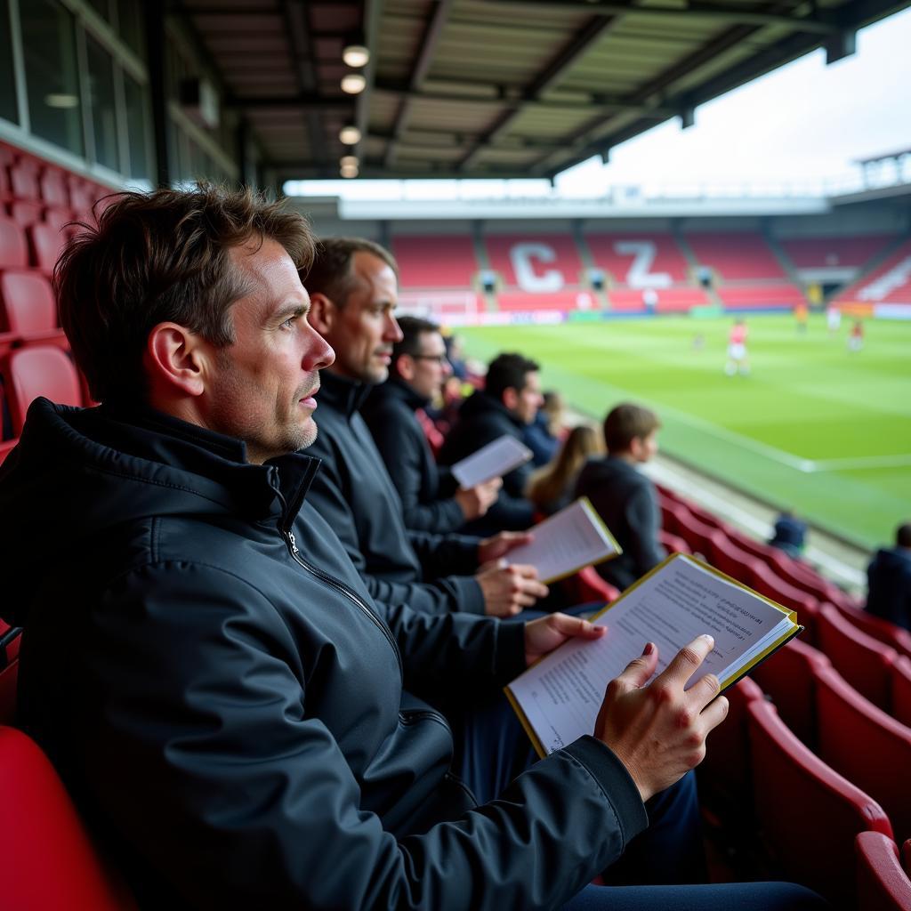 Manchester United scouts watching a Dutch Eredivisie match