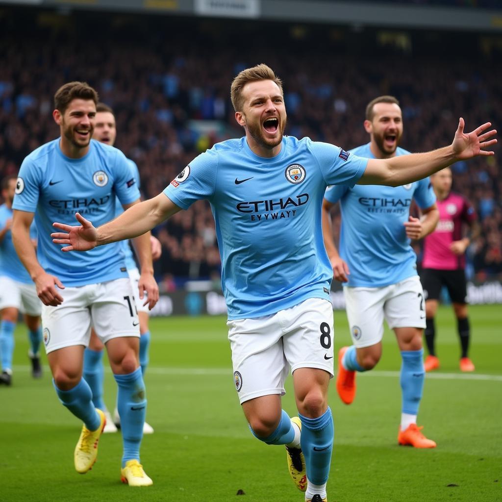 Erling Haaland Celebrating a Goal for Manchester City FC