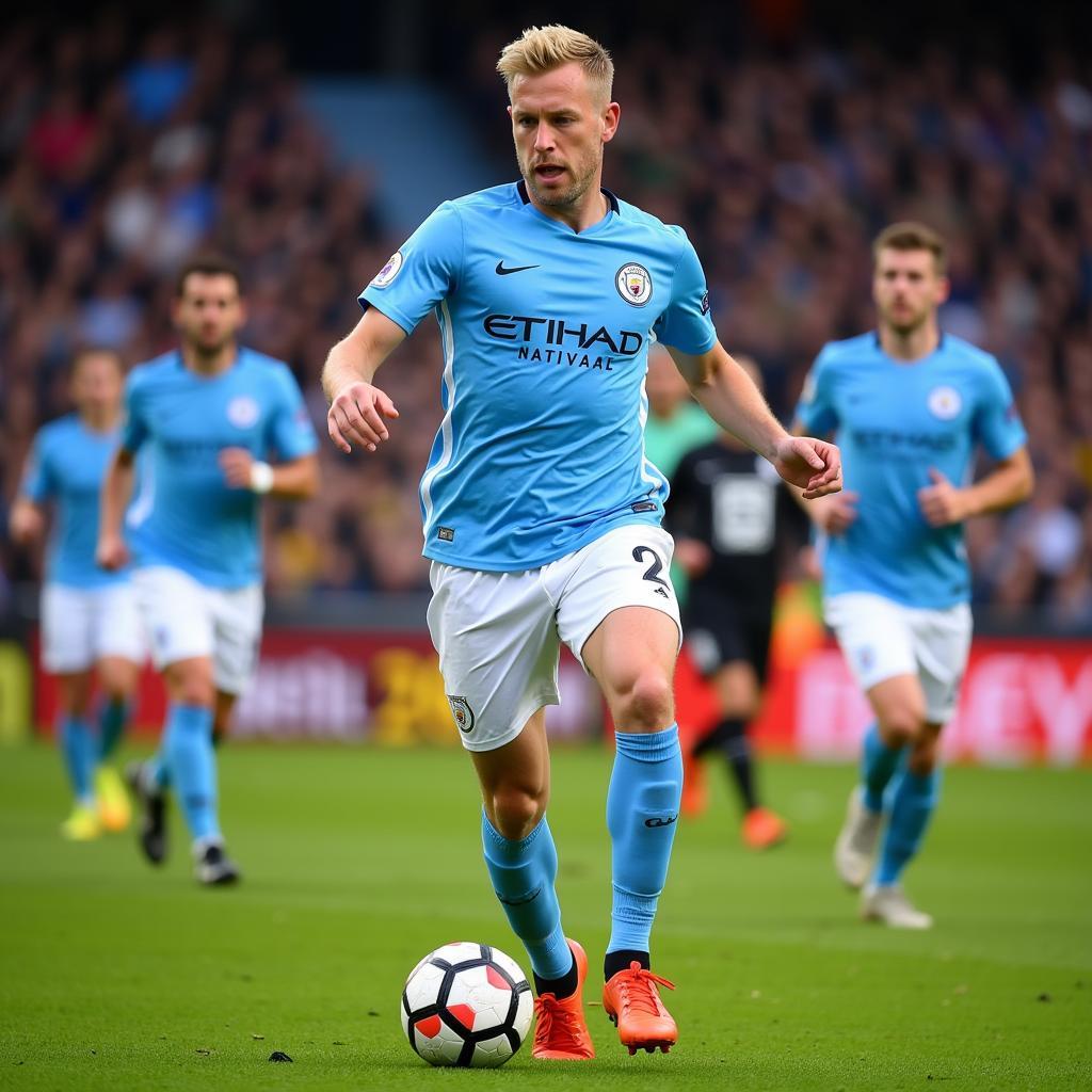 Erling Haaland Controlling the Ball for Manchester City FC