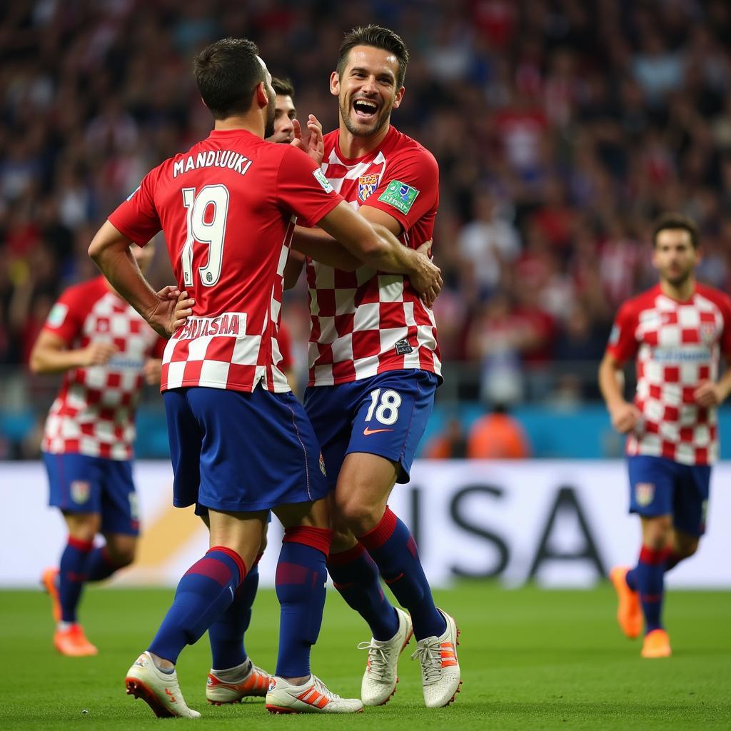 Mario Mandžukić celebrating a goal during the 2018 World Cup