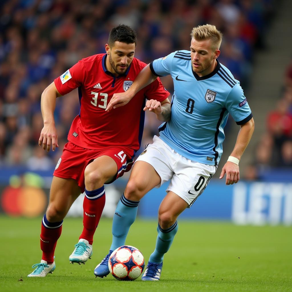 Martinez executing a perfectly timed tackle on Haaland