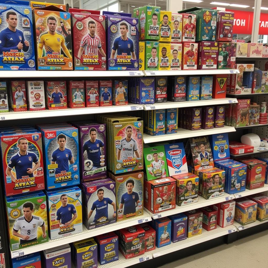 Match Attax and Panini Cards Display at a Retail Store