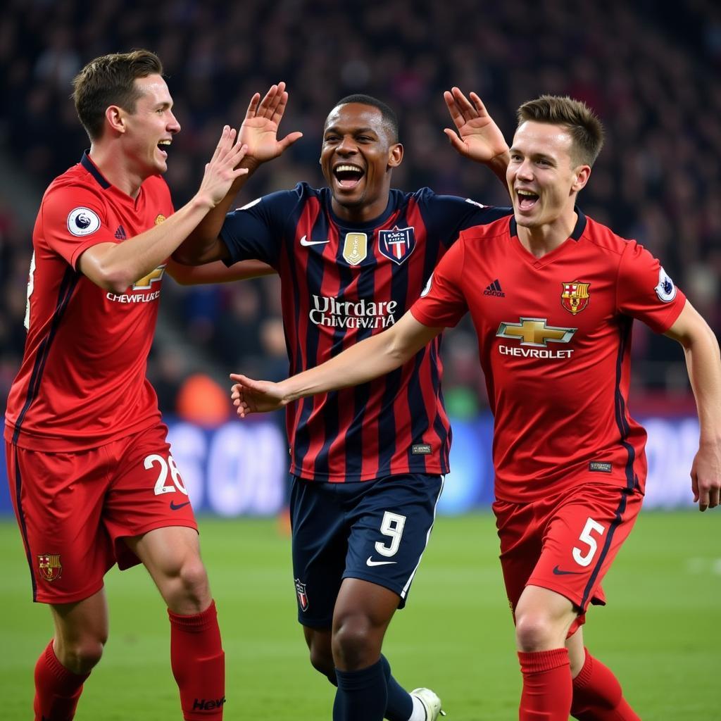 Mbappe, Haaland, and Foden Celebrating a Goal