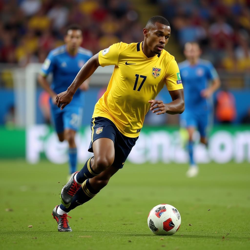 Kylian Mbappé Sprinting in 2018 World Cup