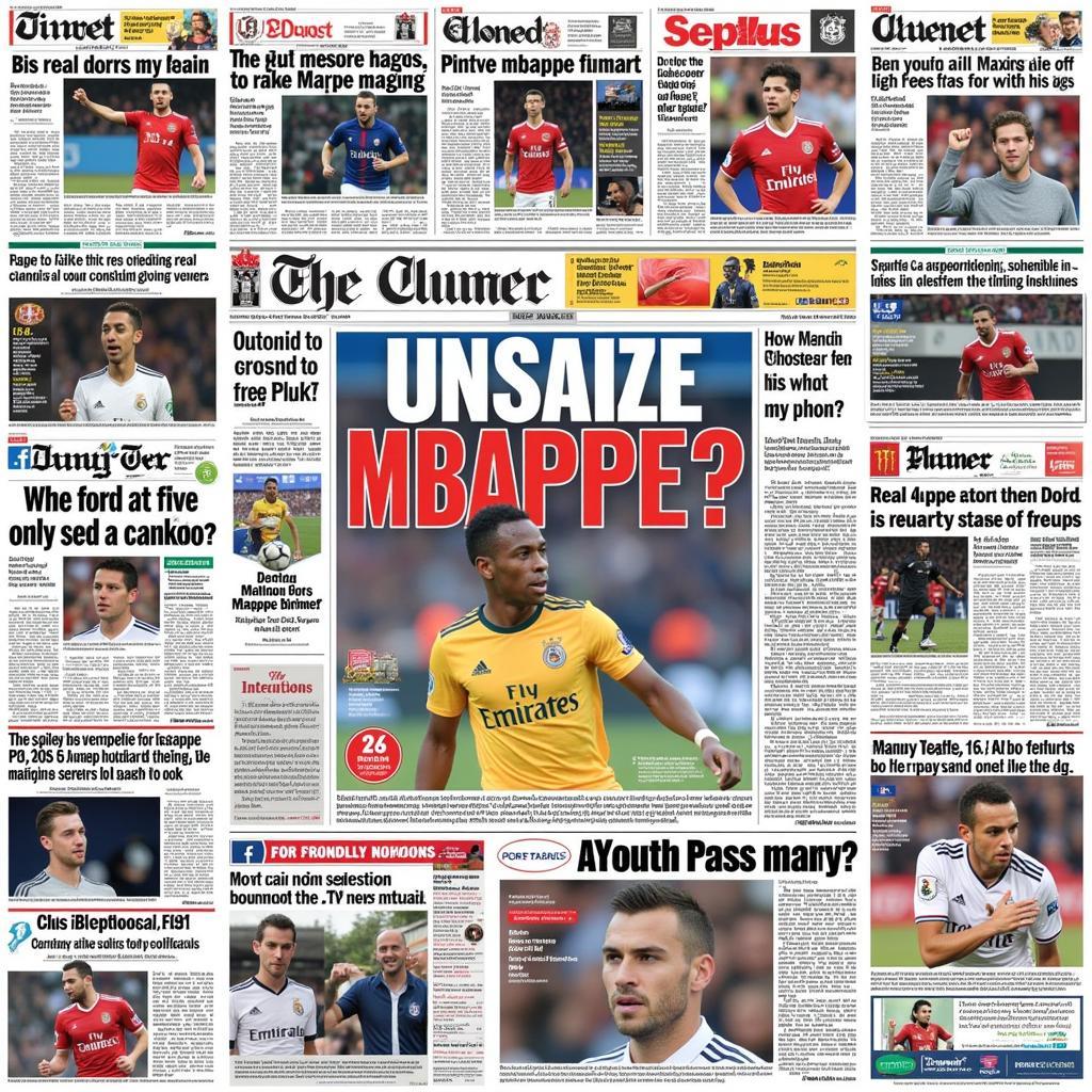 Newspaper headlines about Mbappe transfer rumors