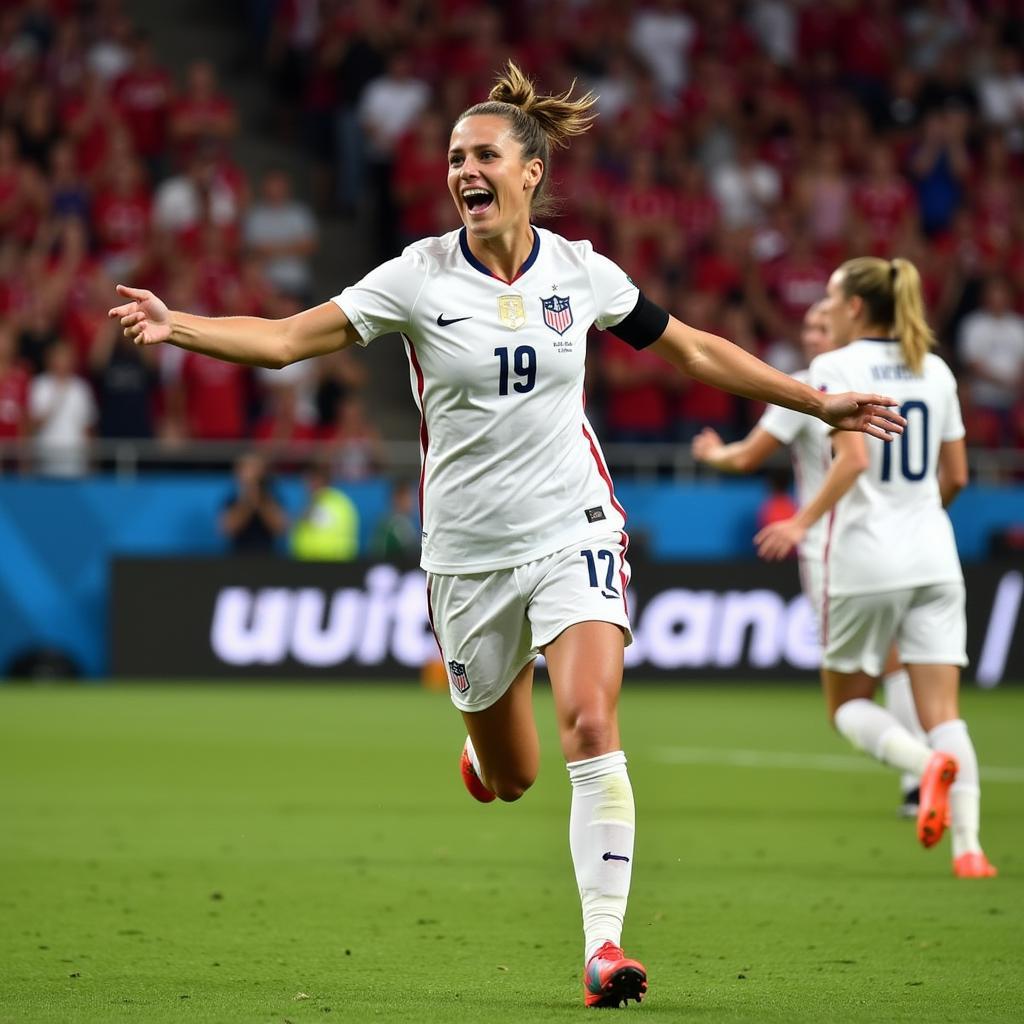 Megan Rapinoe celebrates a goal at the 2019 FIFA Women's World Cup