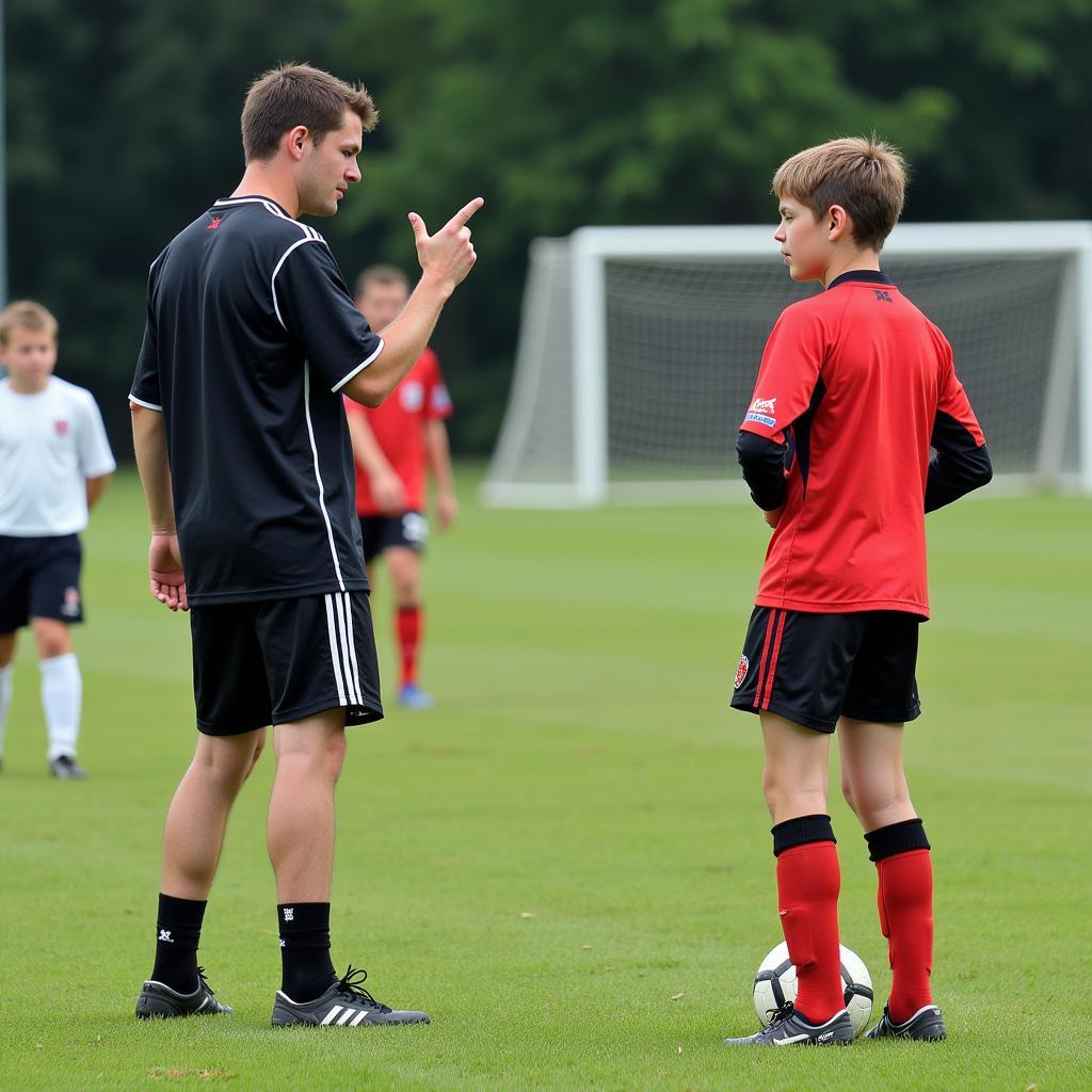 Mentorship in Youth Football 2004: Experienced coaches guide young players.