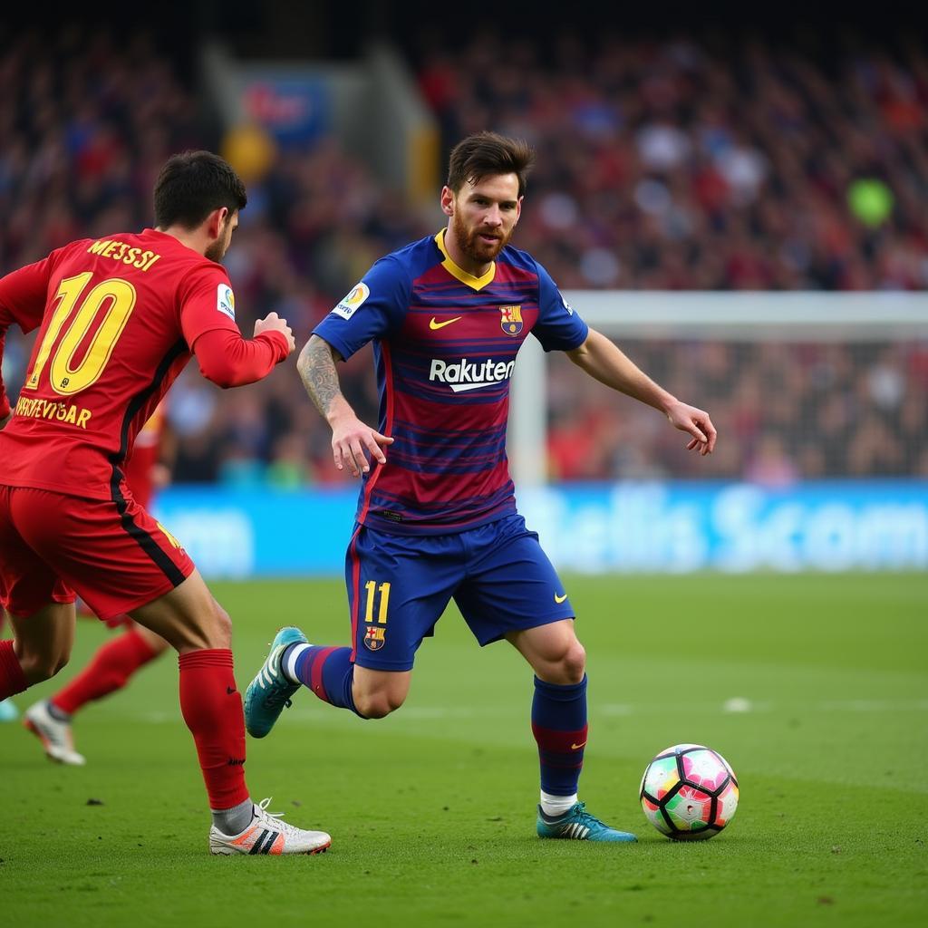 Lionel Messi displaying agility in 2018