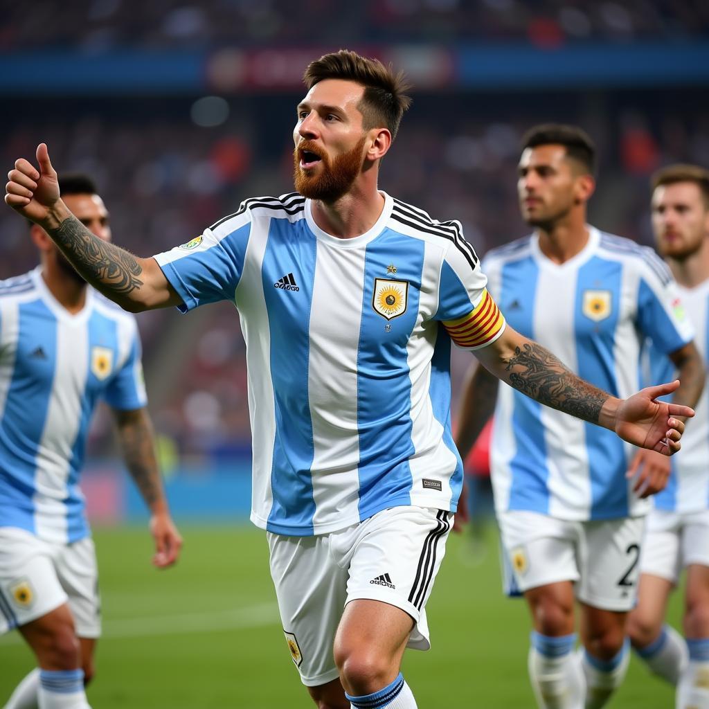 Messi scoring for Argentina in 2023