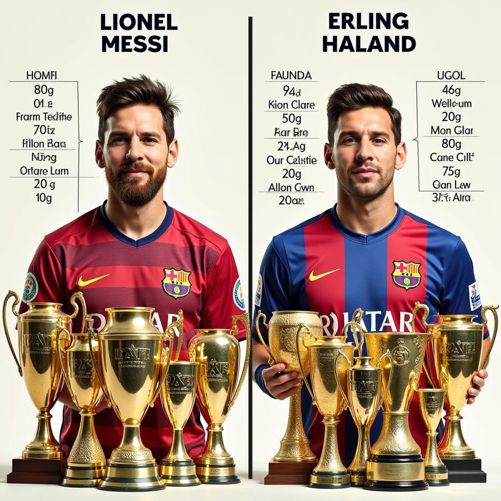 Messi vs Haaland Trophies Comparison