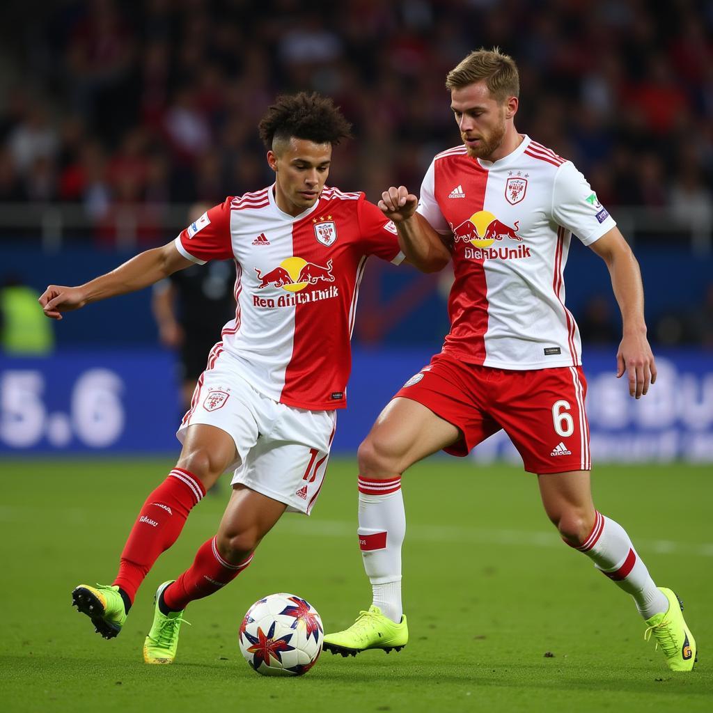 Minamino and Haaland competing in the Champions League for Salzburg