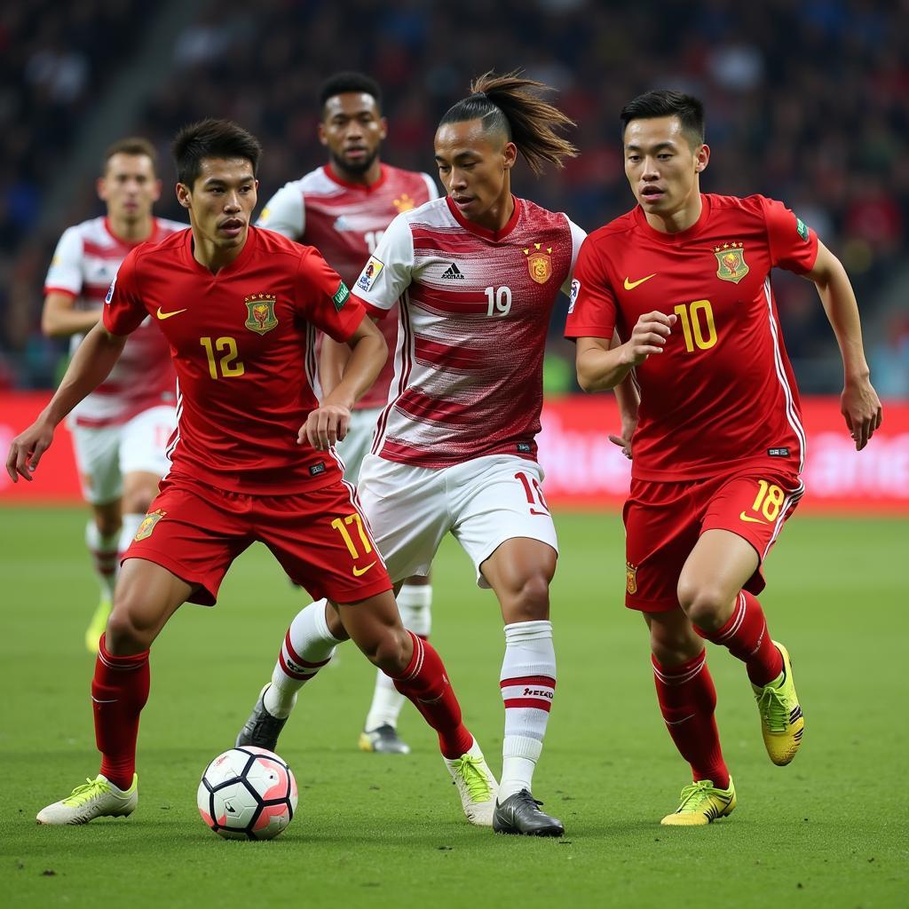 Vietnamese Footballers in Europe - A photo of current Vietnamese players competing in European leagues, showcasing the growth and development of Vietnamese football on the international stage.