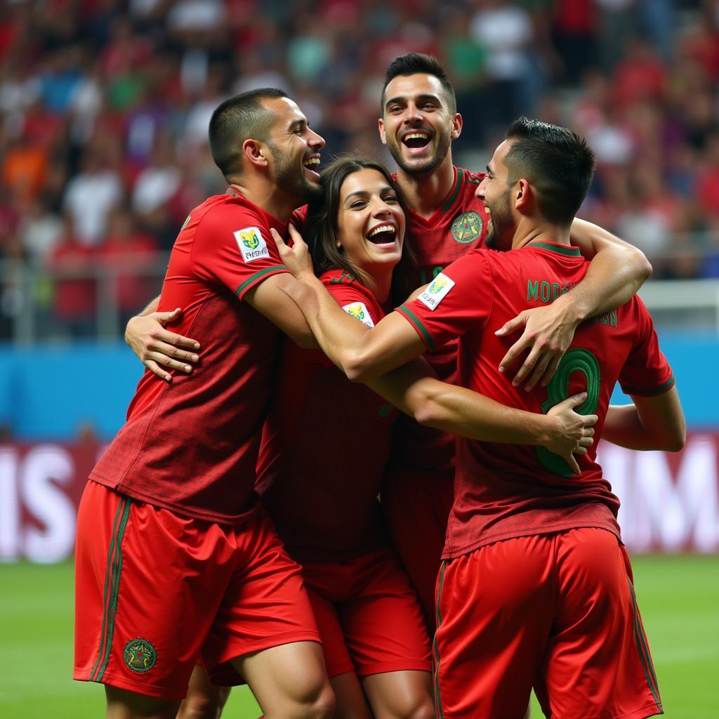 Moroccan National Team Celebrating a Goal