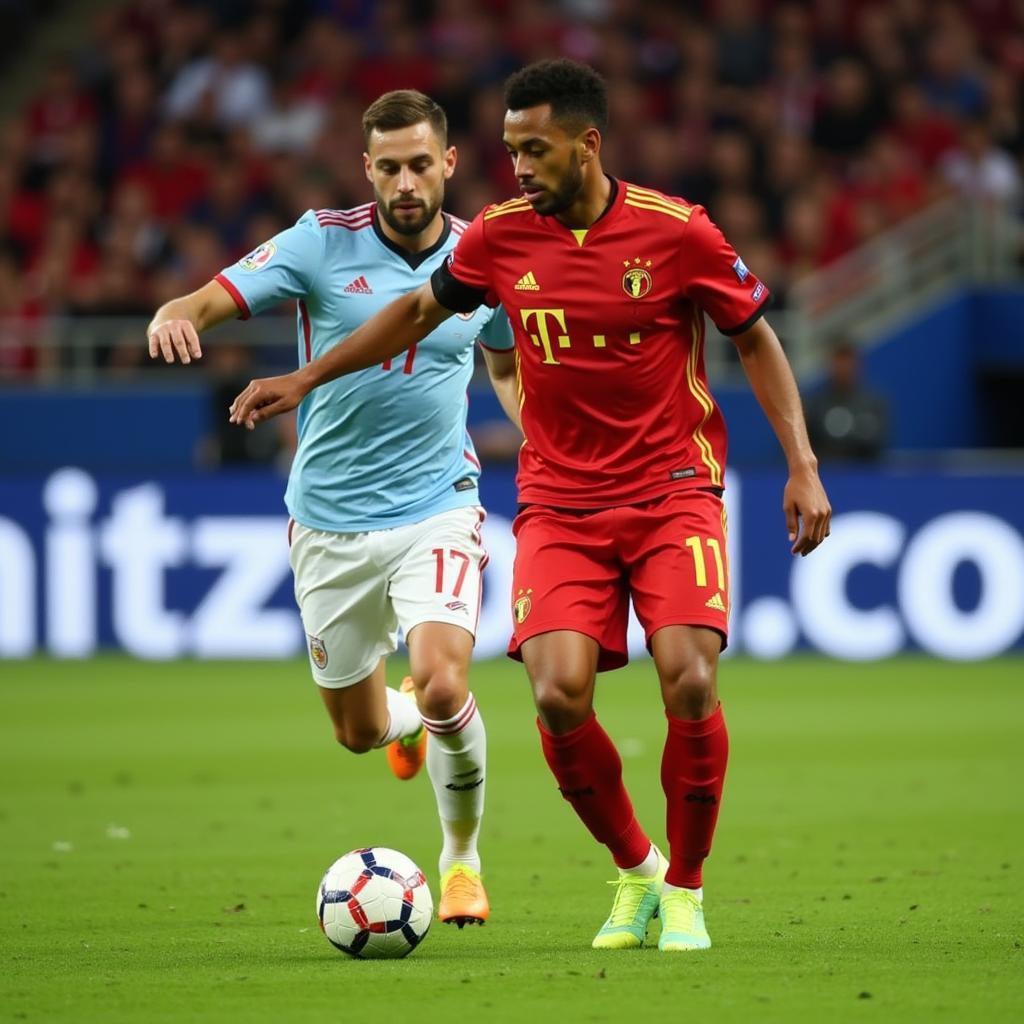 Mousa Dembele representing Belgium in an international match