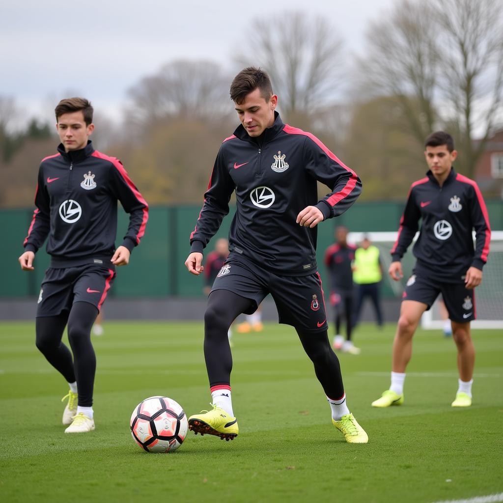 Newcastle United academy players training