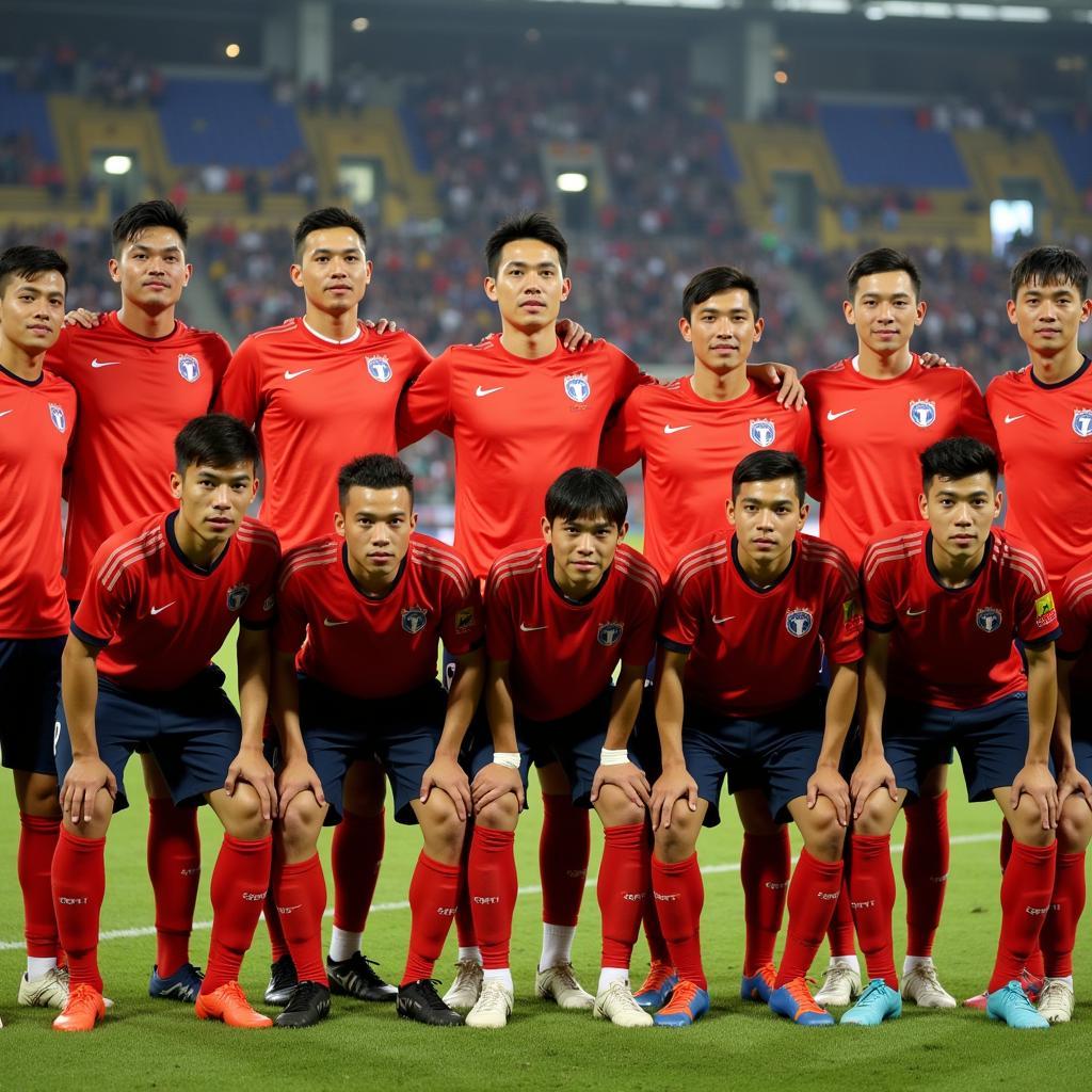 Nguyen Cong Hoang with His Teammates