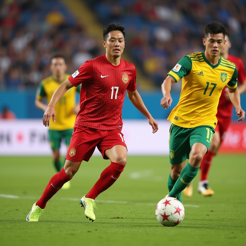 Nguyen Cong Phuong displaying his dribbling skills