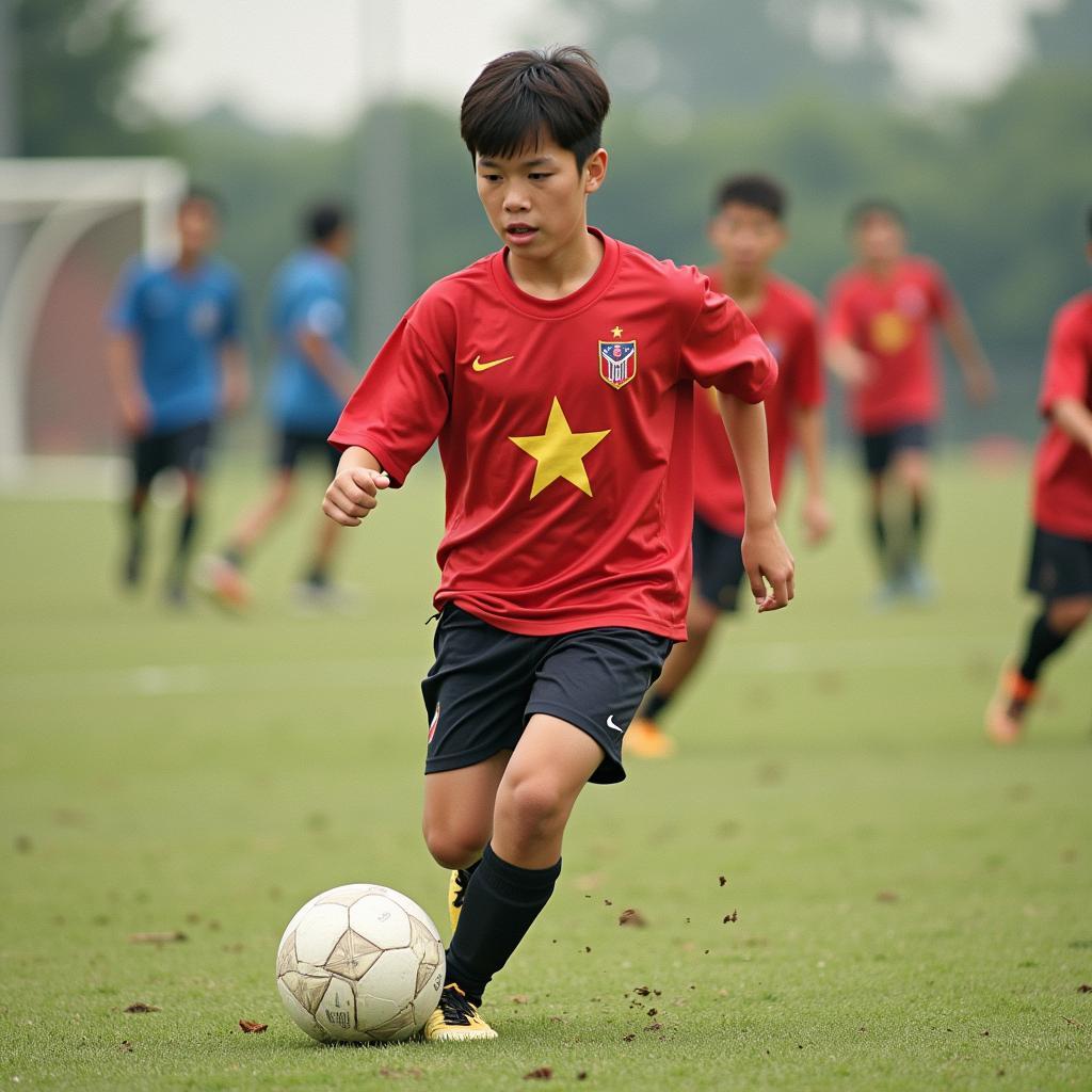 Nguyen Dinh Luat in his youth team uniform