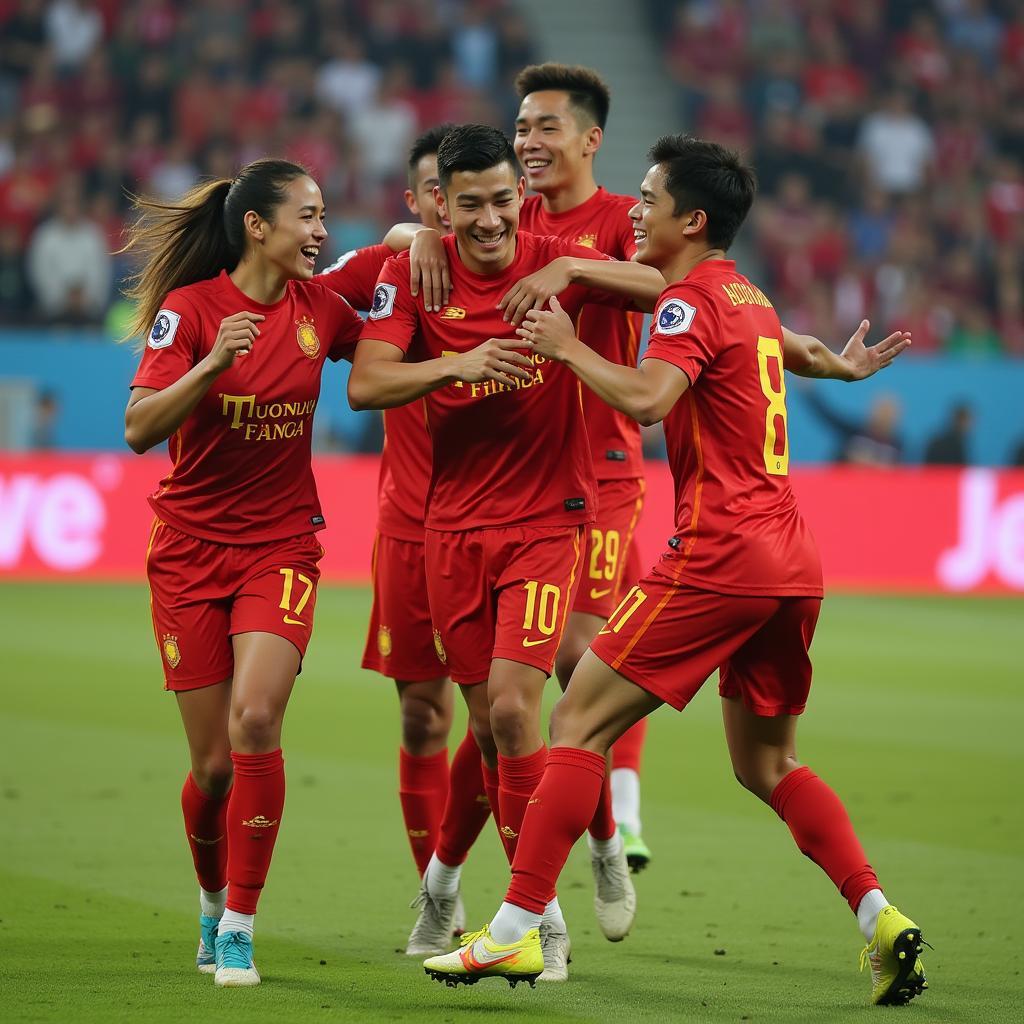 Nguyen Dinh Manh Celebrating a Goal