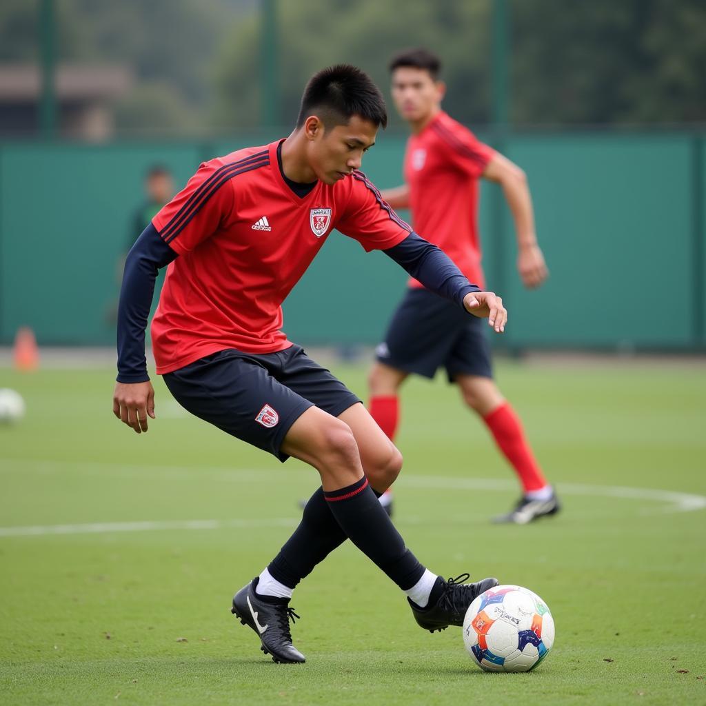 Nguyen Dinh Manh Training for Am Dinh Football