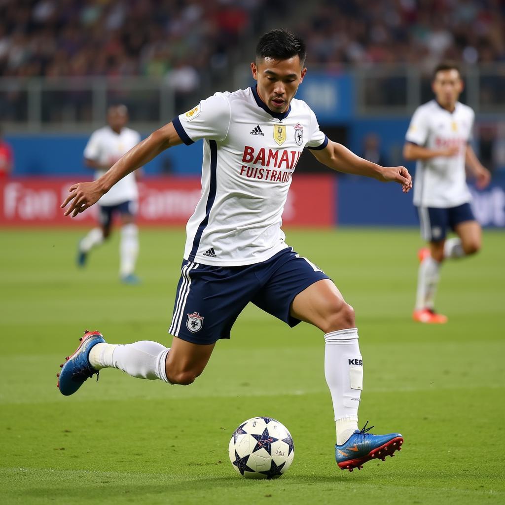 Nguyen Duc Chien playing in a professional football match