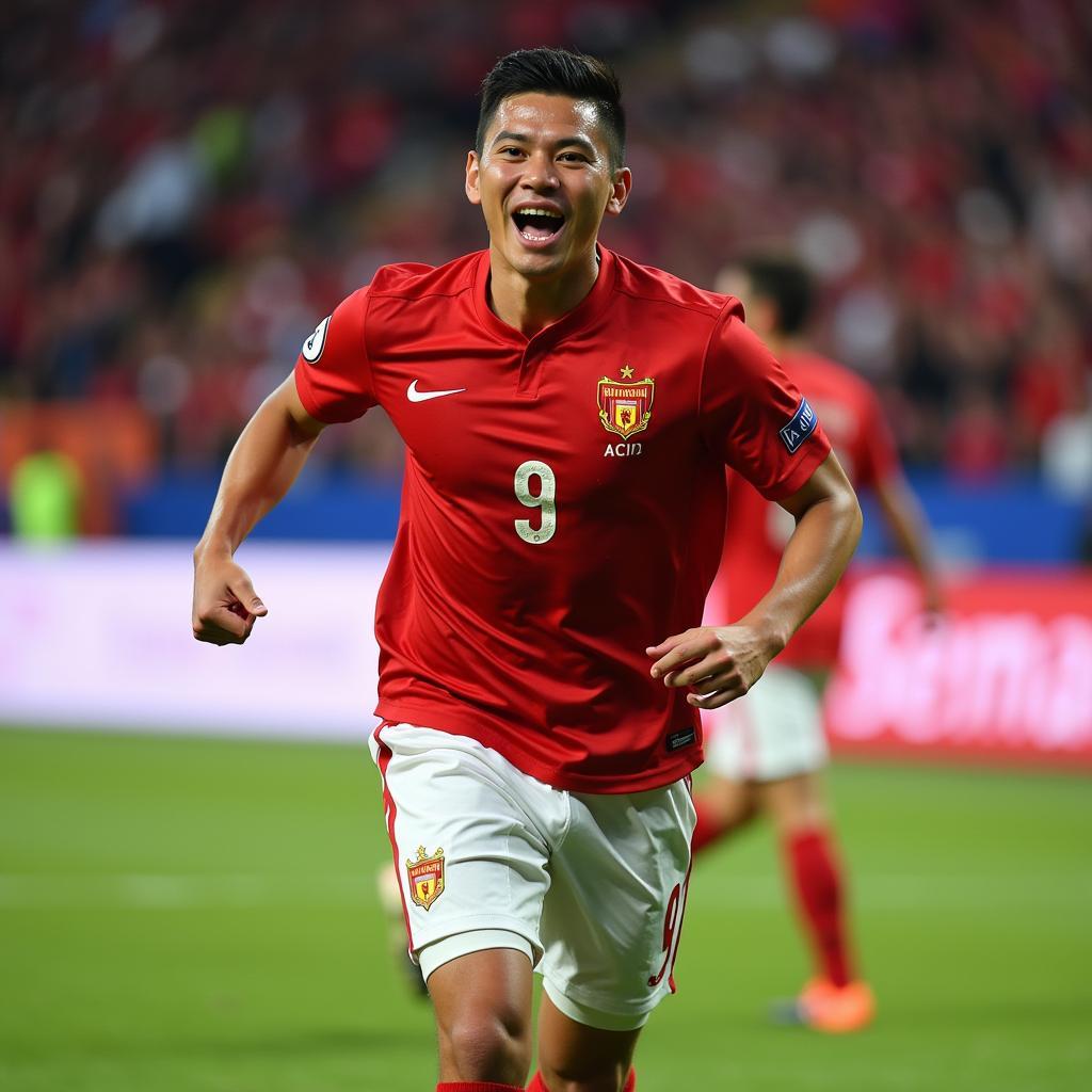 Nguyen Hong Hiep celebrating a goal