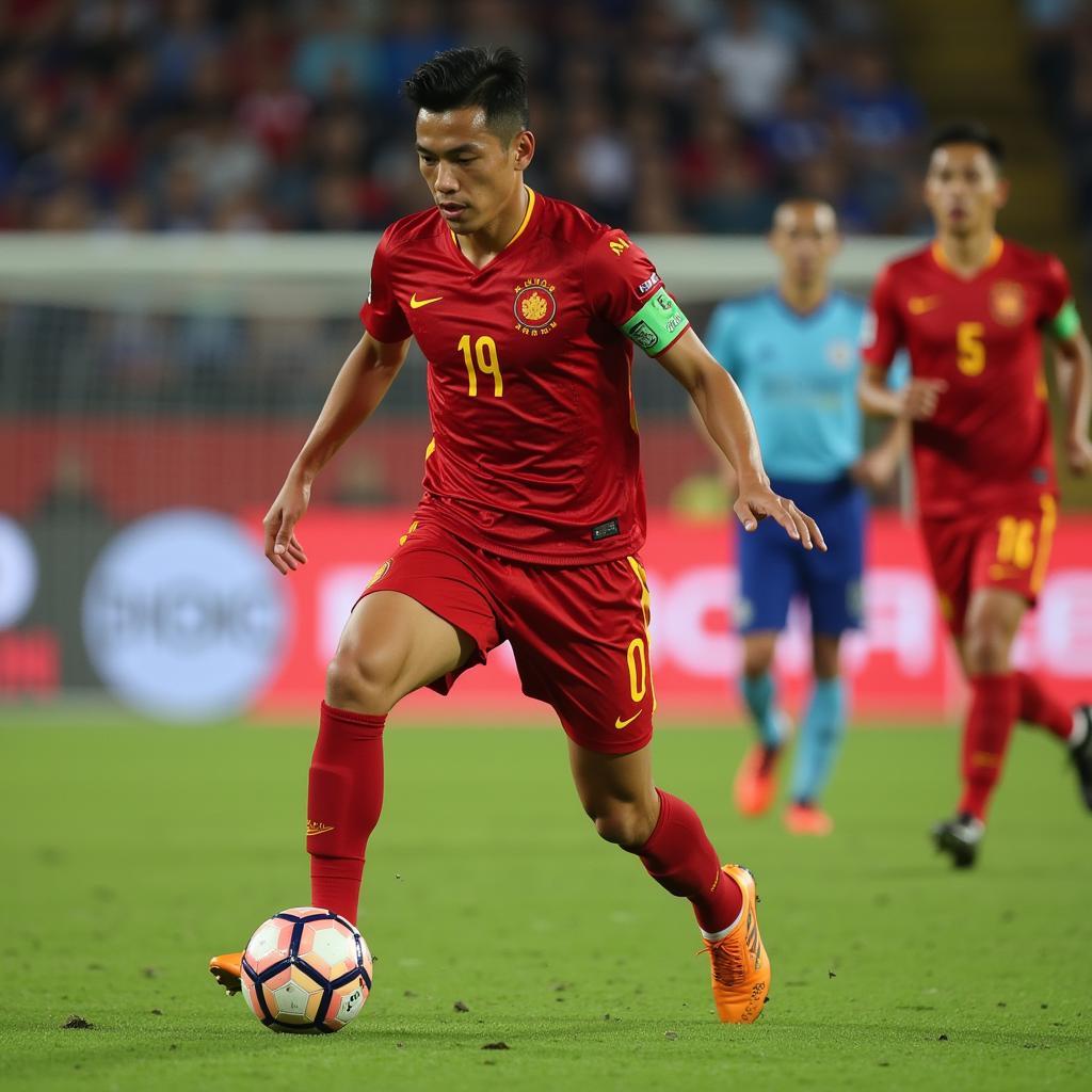 Nguyen Hong Son playing for the Vietnam national football team