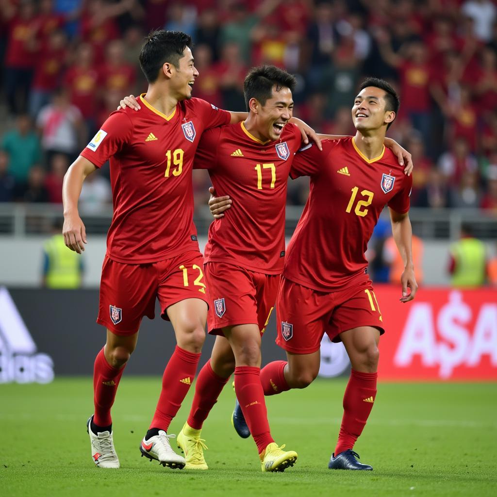 Nguyen Minh Minh celebrating a goal for Bình Định FC