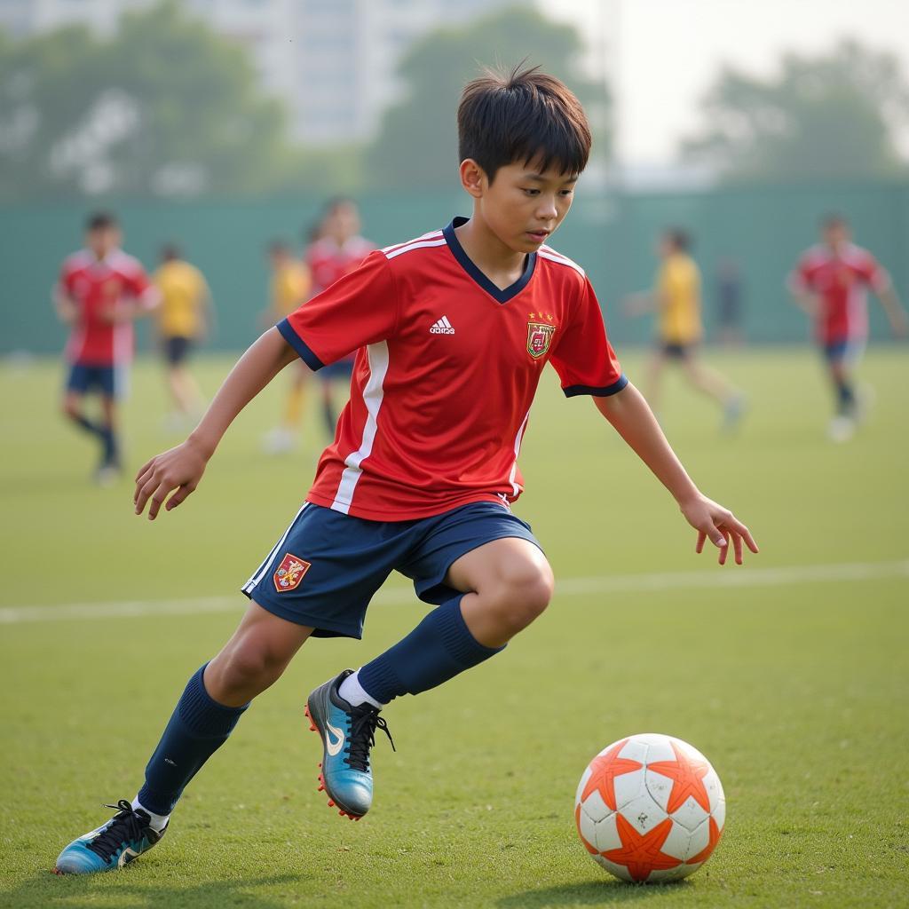 Nguyen Nhat Minh playing for his youth team