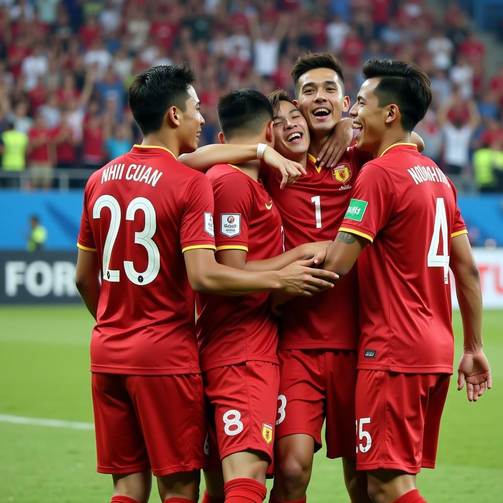 Nguyen Nhu Tuan celebrating a goal