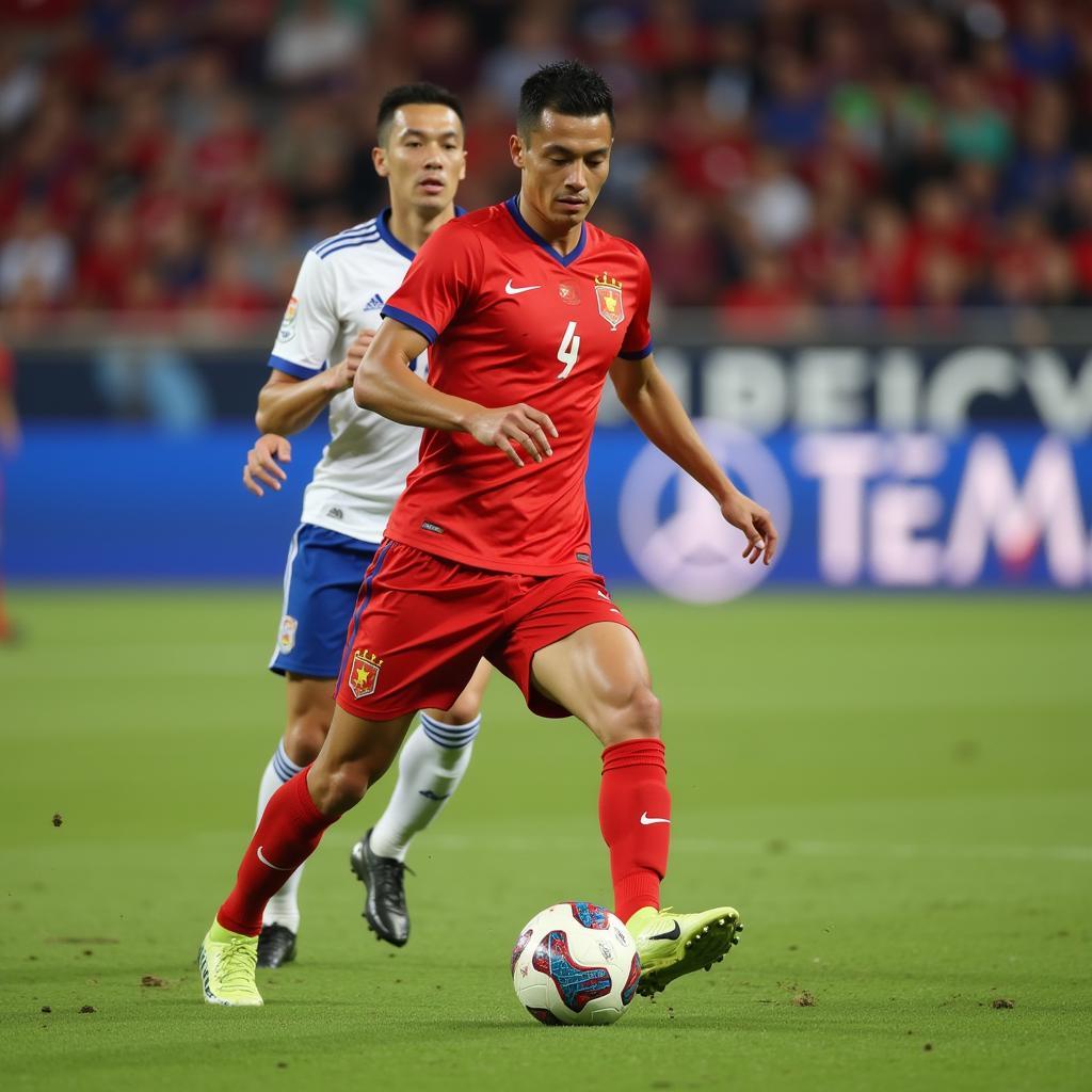 Nguyen Quang Hai showcasing his skills for the Vietnamese national team