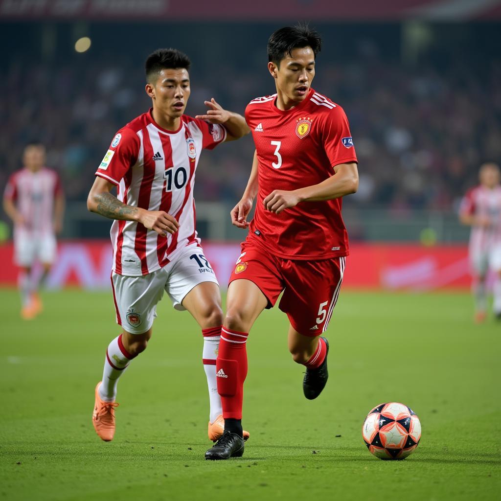 Nguyen Thanh Trung in action on the football field