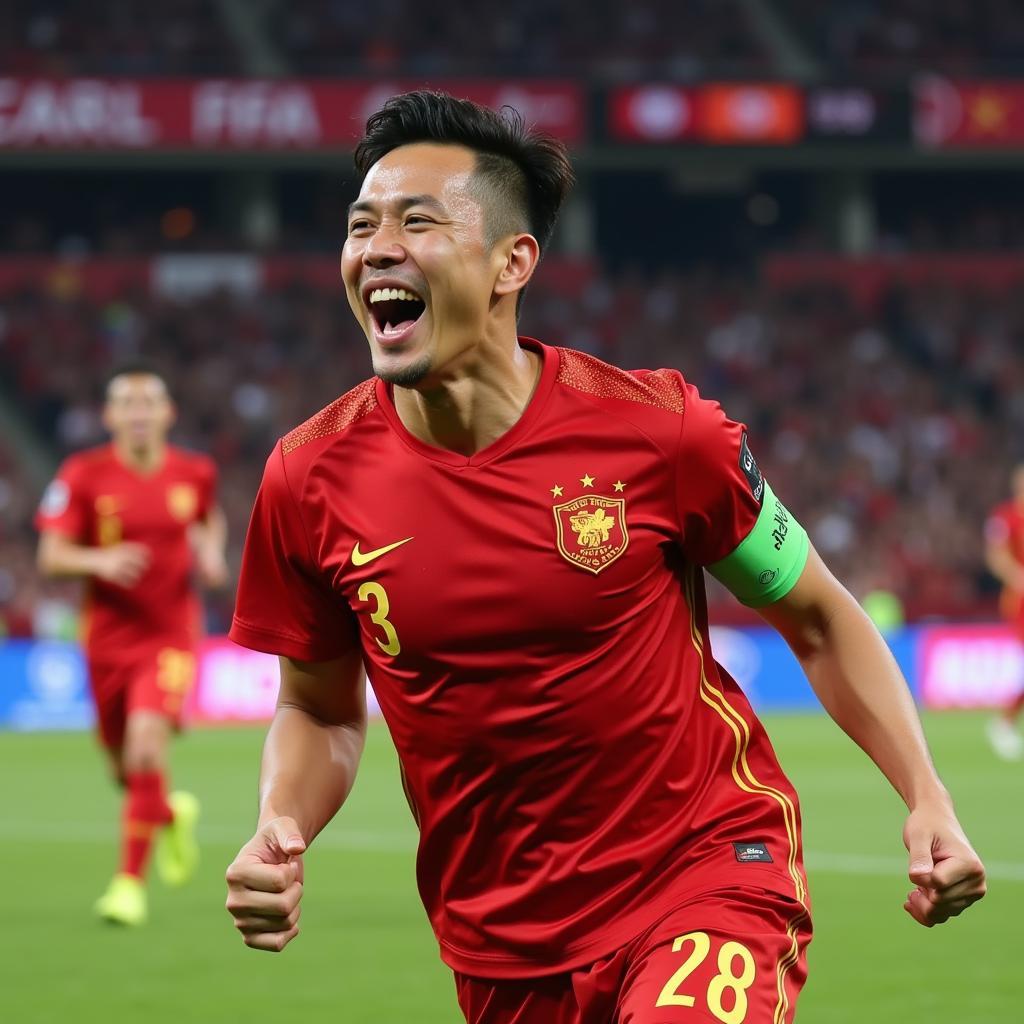 Nguyen Tien Linh Celebrating a Goal for Vietnam