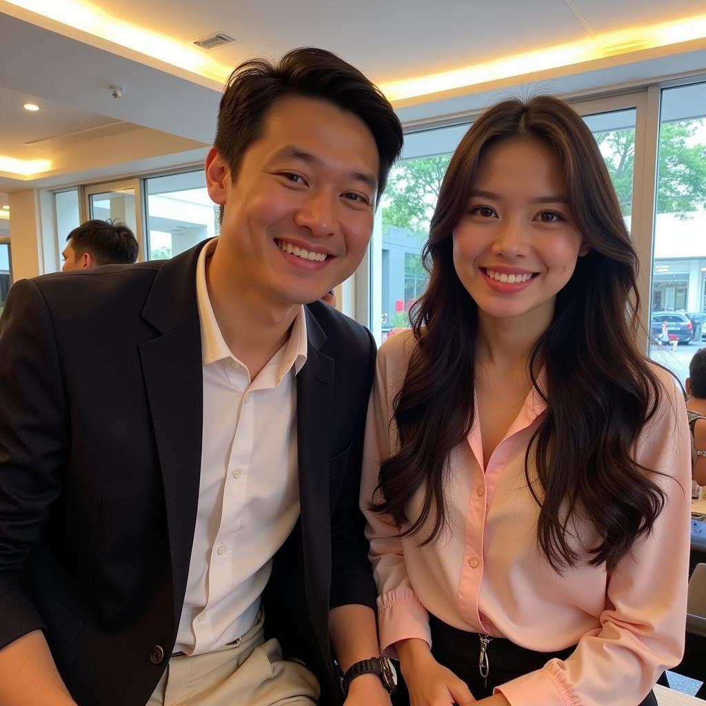 Nguyen Tuan Anh and his girlfriend Phuong Tram together.