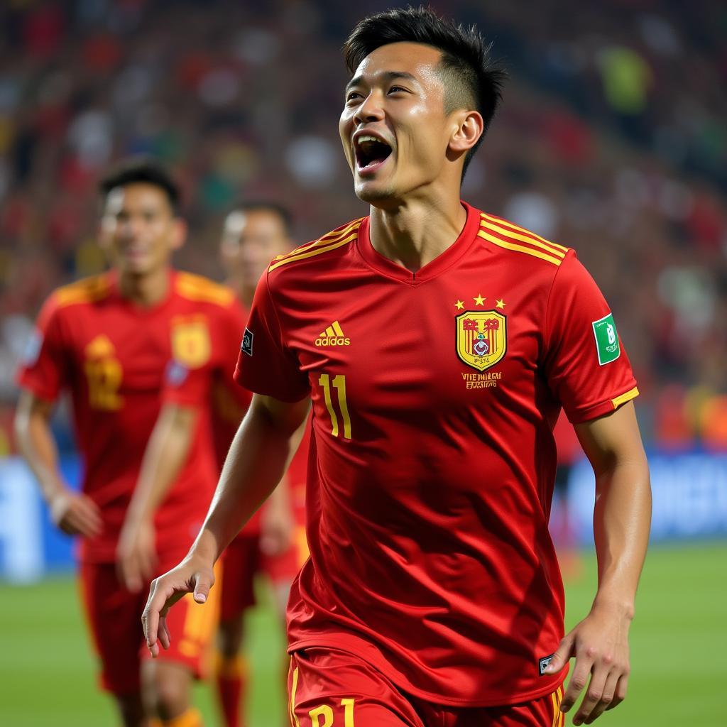 Nguyen Van Hau representing the Vietnam National Team