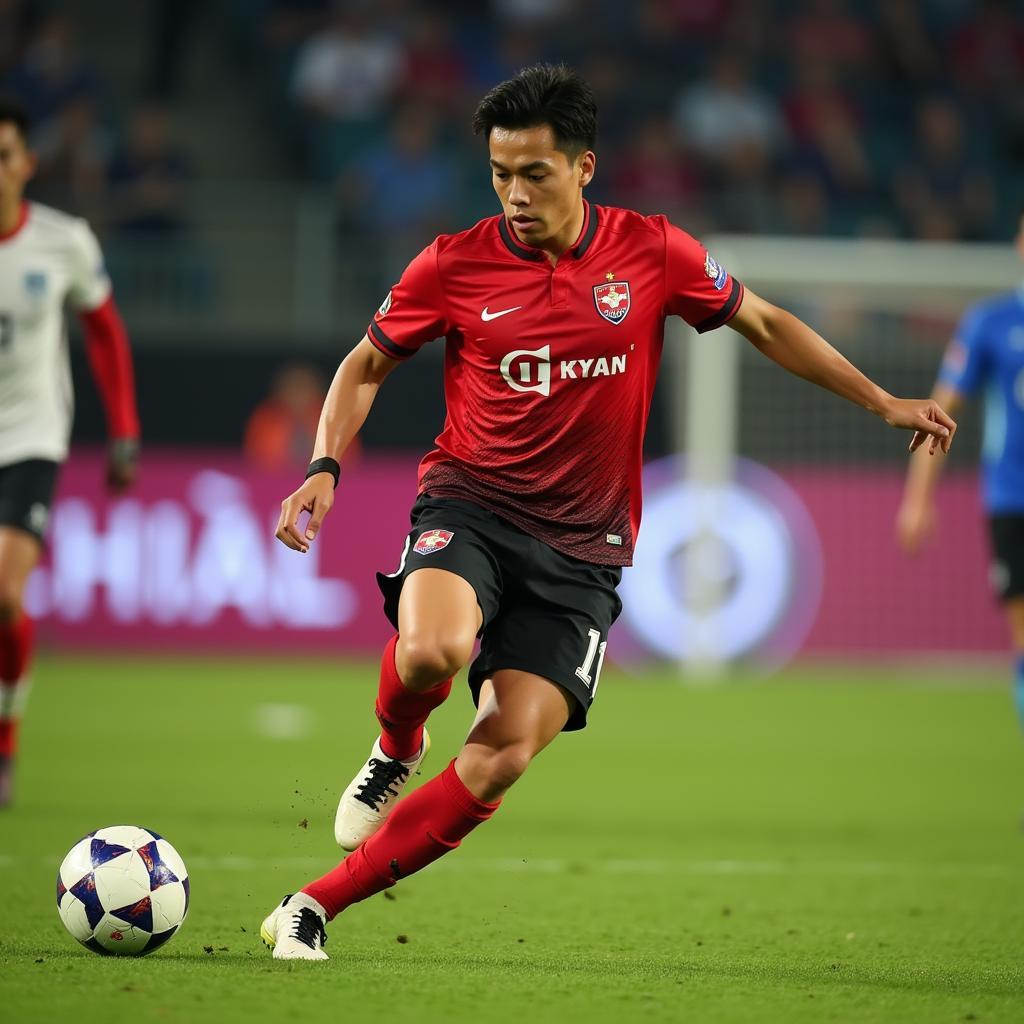 Nguyen Xuan Truong playing midfield for HAGL