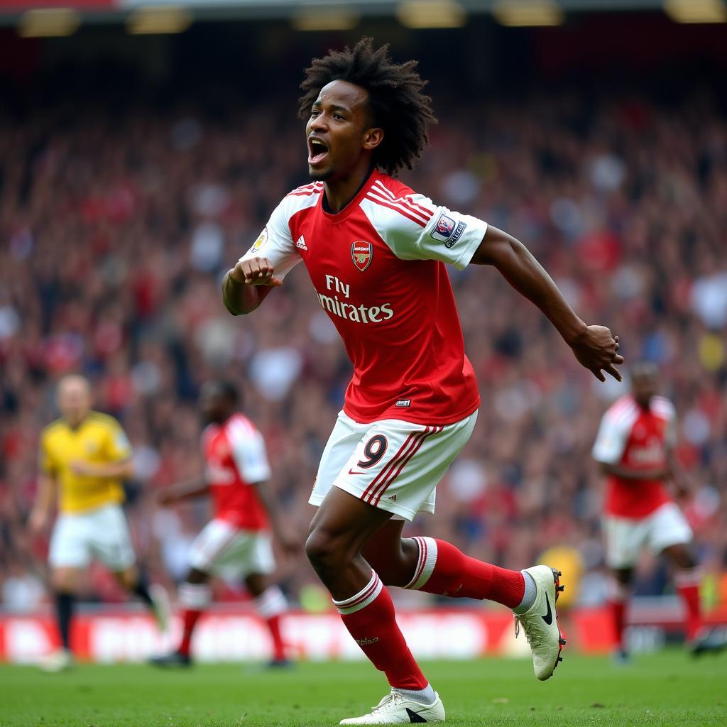 Nicolas Anelka celebrating a goal for Arsenal