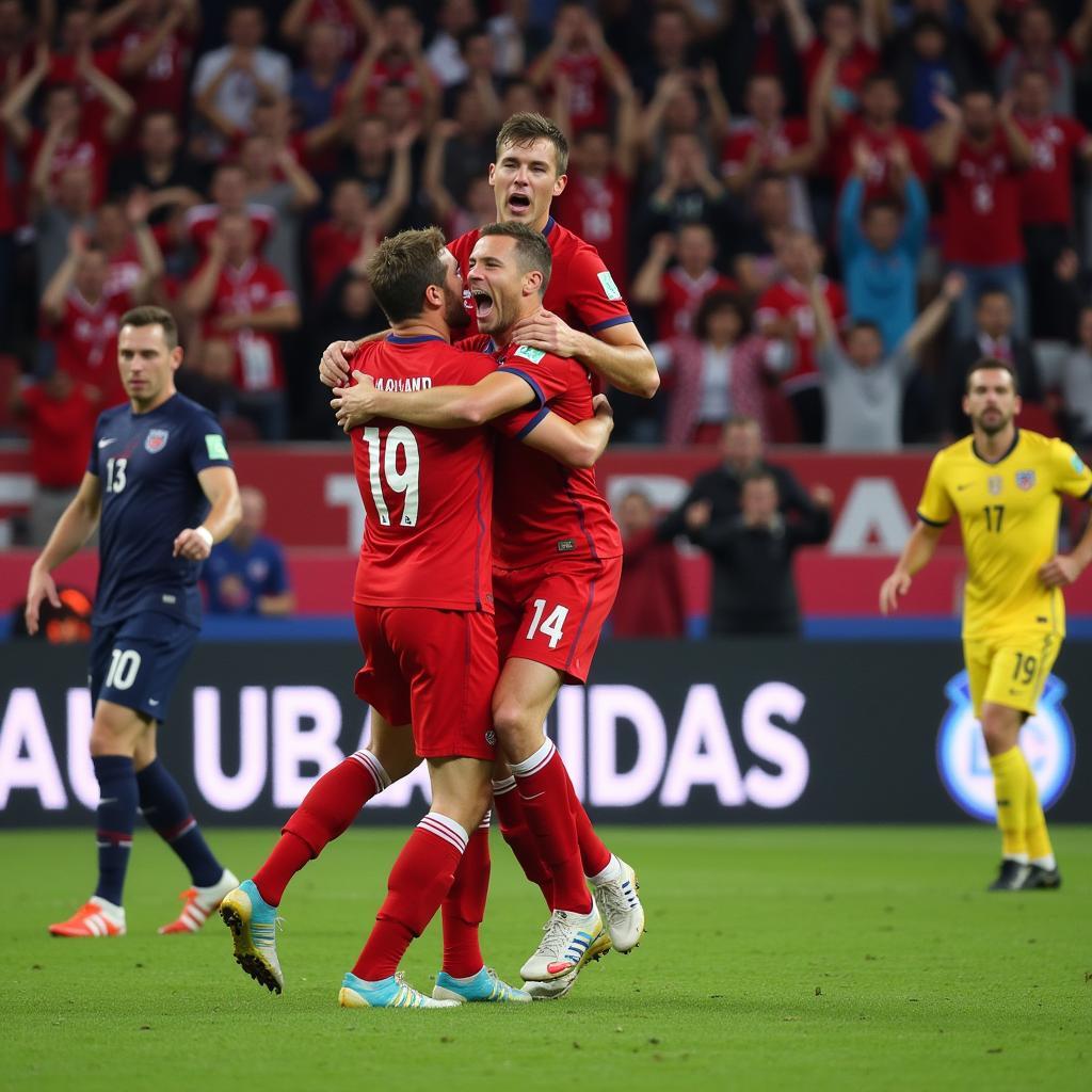 Erling Haaland celebrating a goal for the Norwegian national team