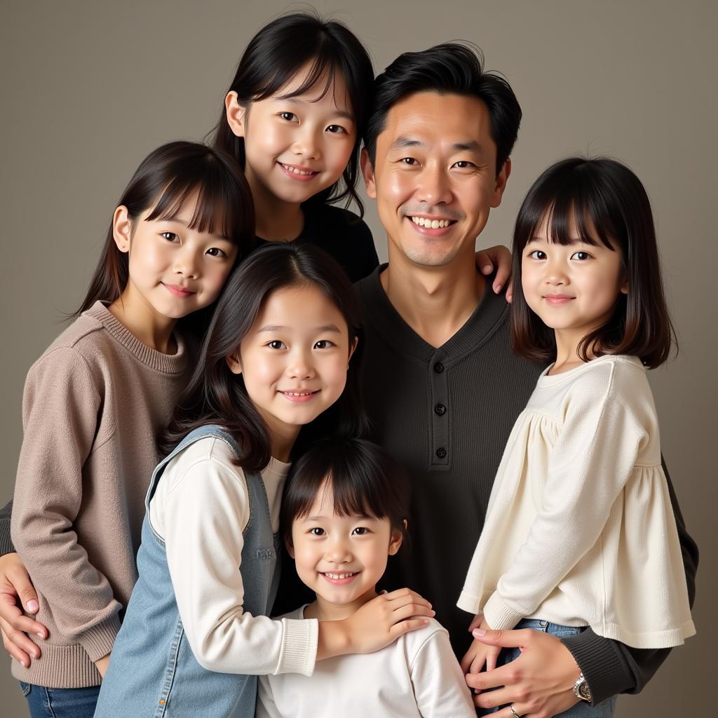 Park Ji-Sung and his family in a formal portrait