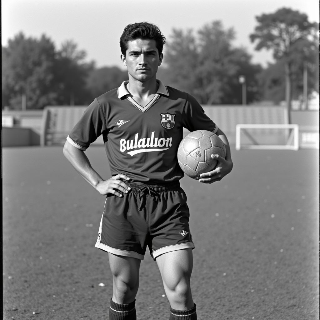 Paulino Alcántara, a legendary forward for FC Barcelona in the early 20th century, scoring numerous goals for the club.