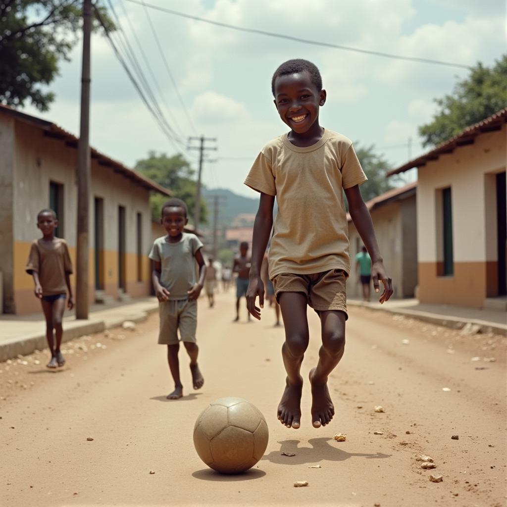 Pele's Childhood Photo: Playing Street Football in Brazil