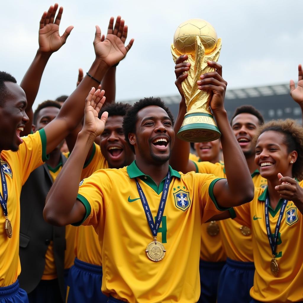 Pele Celebrating World Cup Victory