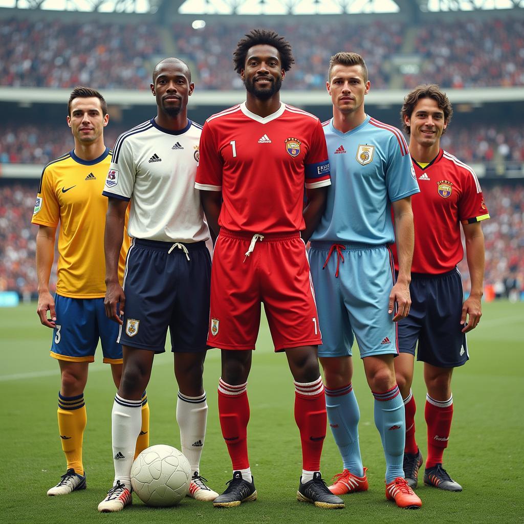 Pele with Modern Soccer Legends