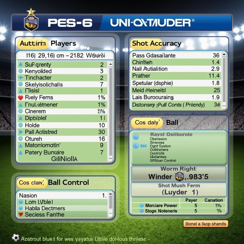 PES 6 Player Stats Screen