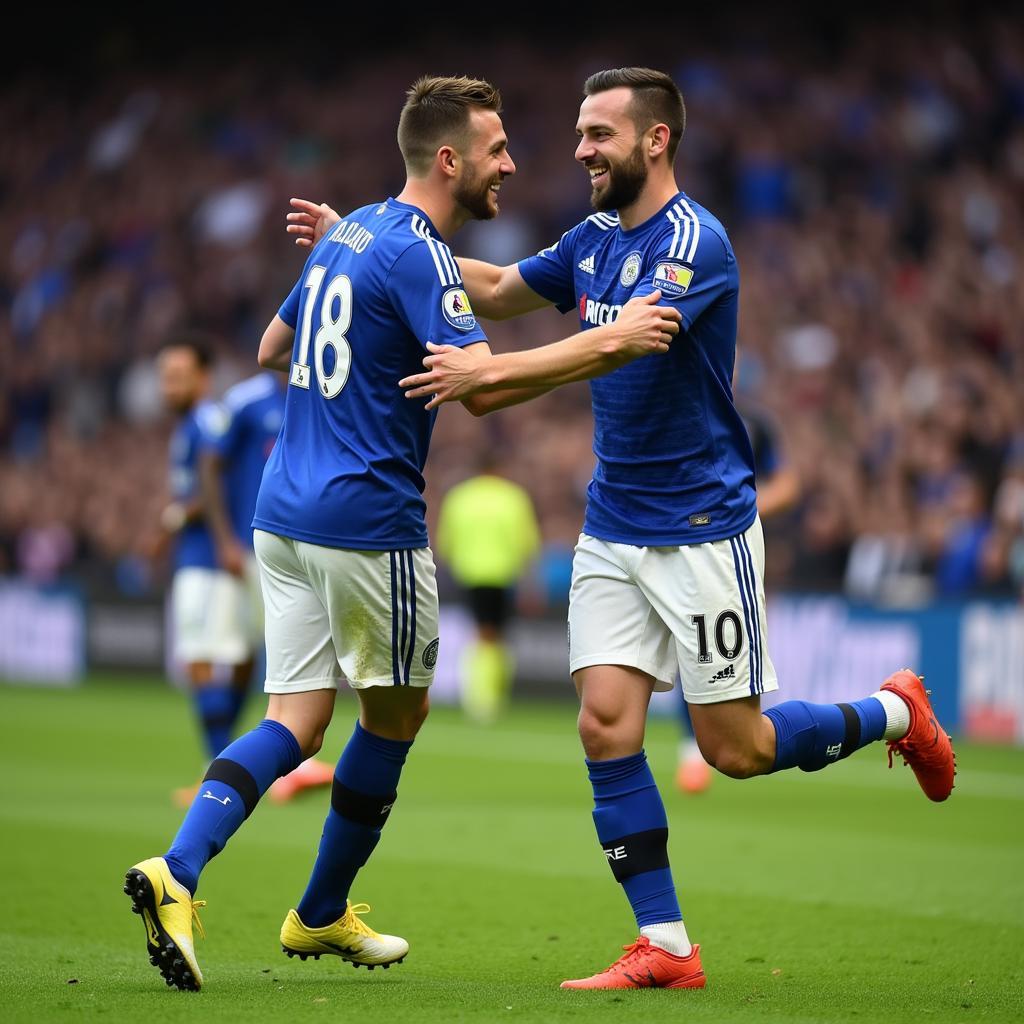 Phil Foden and Erling Haaland Celebrating a Goal