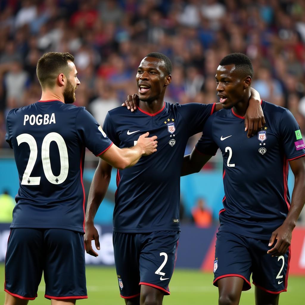 Paul Pogba Celebrating with France Teammates at Euro 2016