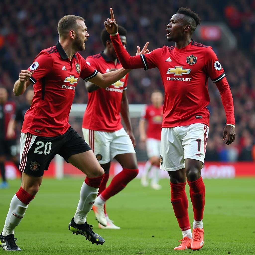 Pogba and Haaland celebrating a goal together